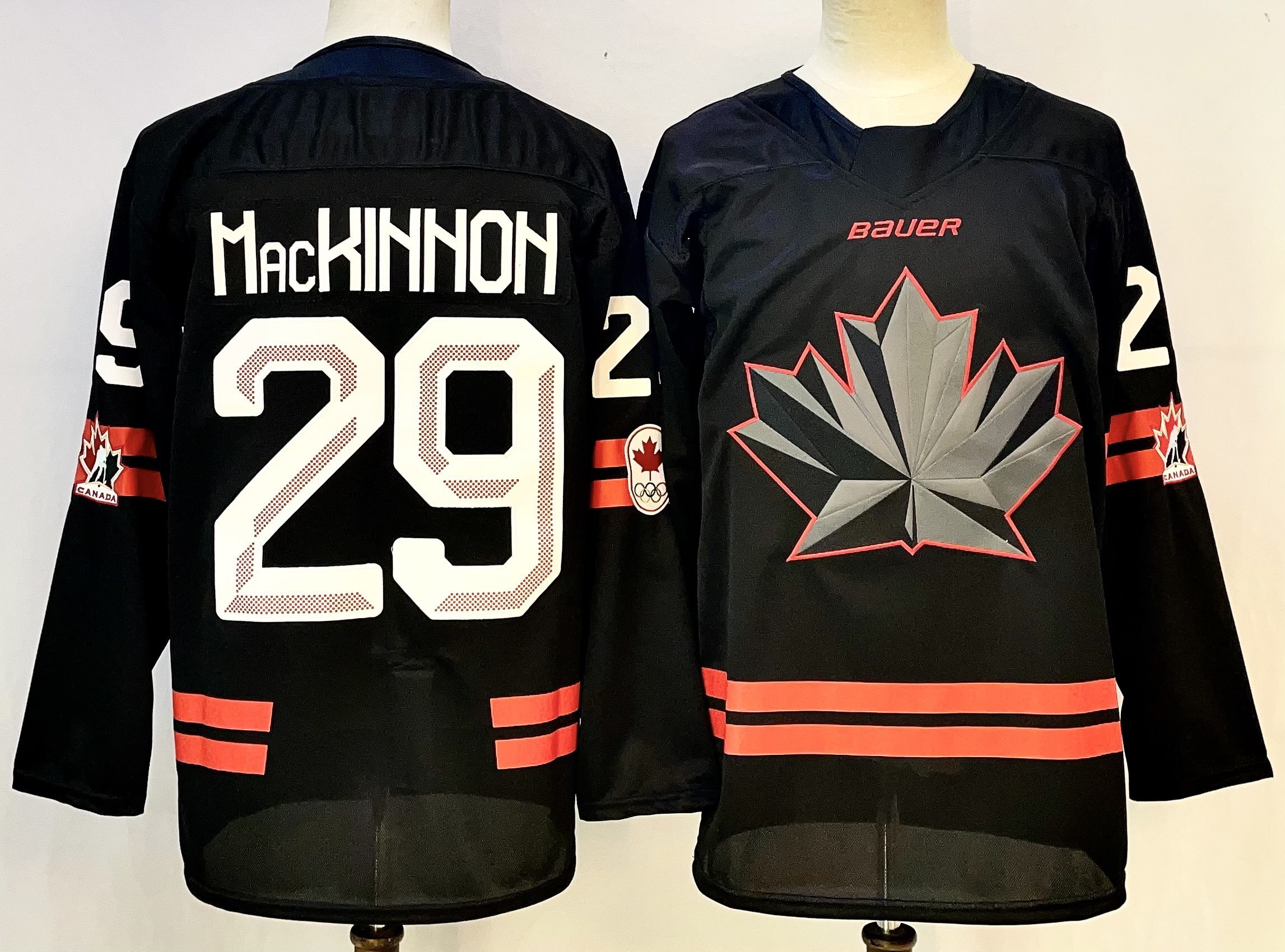 Men Canada Olympic #29 Mackihhoh black adidas 2026 NHL  jersey